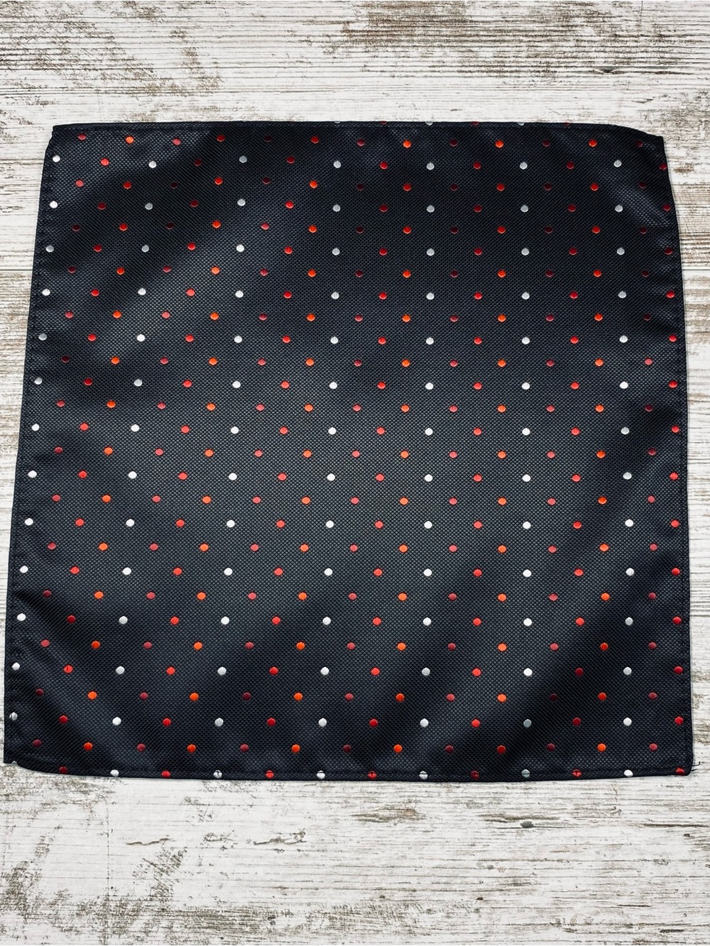 Black Pocket Square Red White Polka Dot Silk Blend Men’s Handkerchief